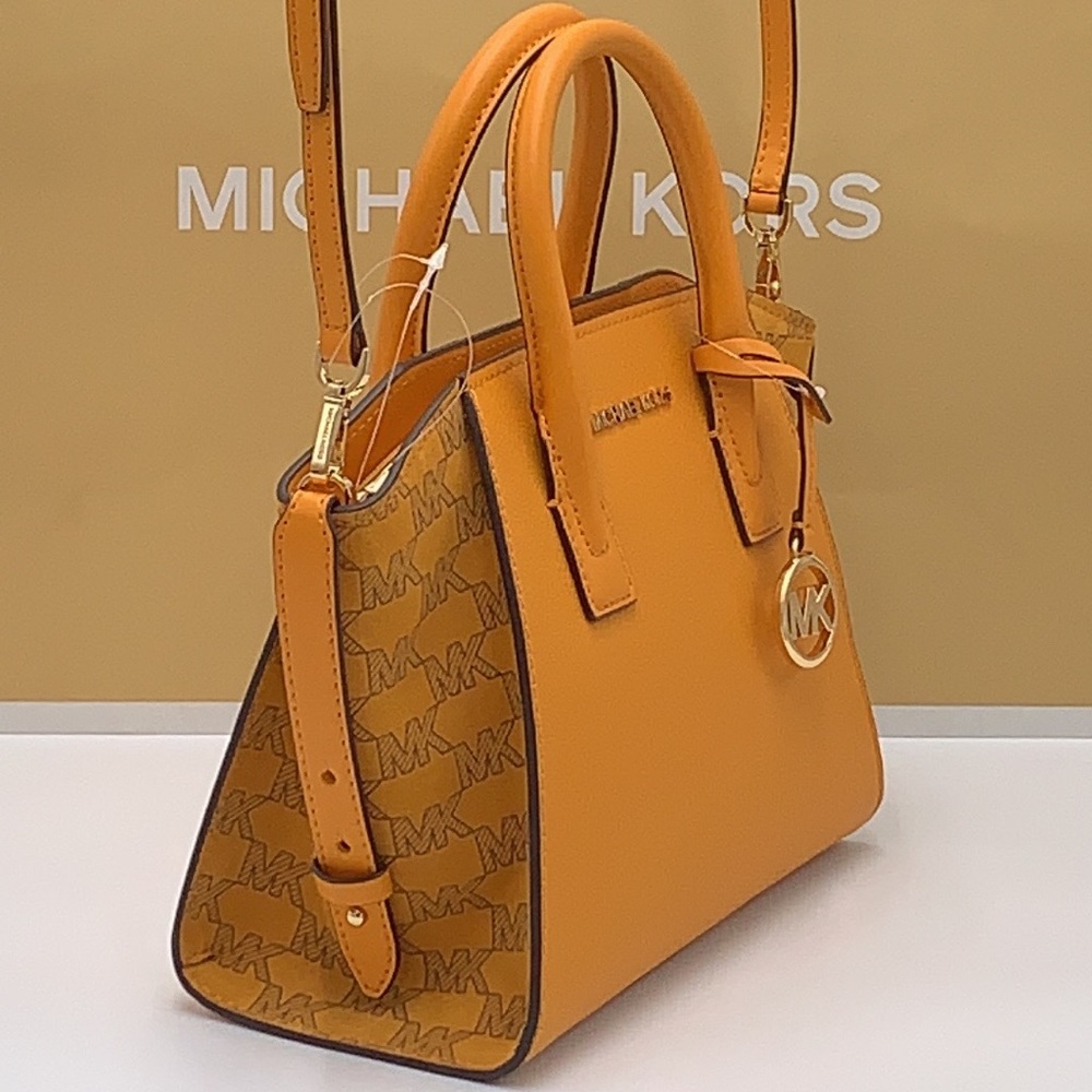 MICHAEL KORS AVRIL SMALL TOP ZIP SATCHEL CROSSBODY BAG HONEYCOMB COLOR - Picture 5 of 14